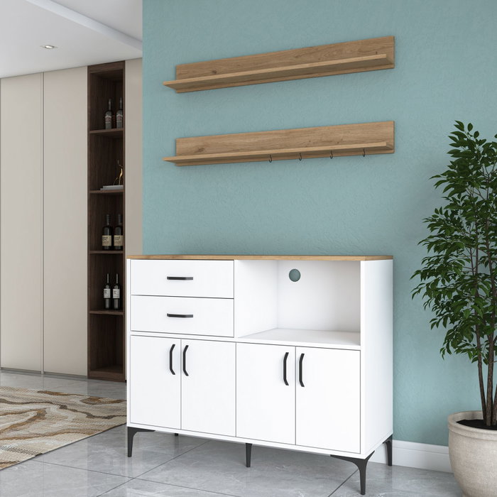 Hanah Home Armario Multiusos Blanco y Nogal